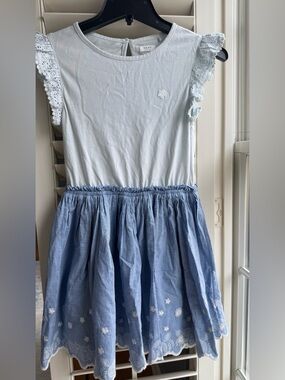 Next Direct Blue and White Girls’ Cotton Dress size 9 Light Blue